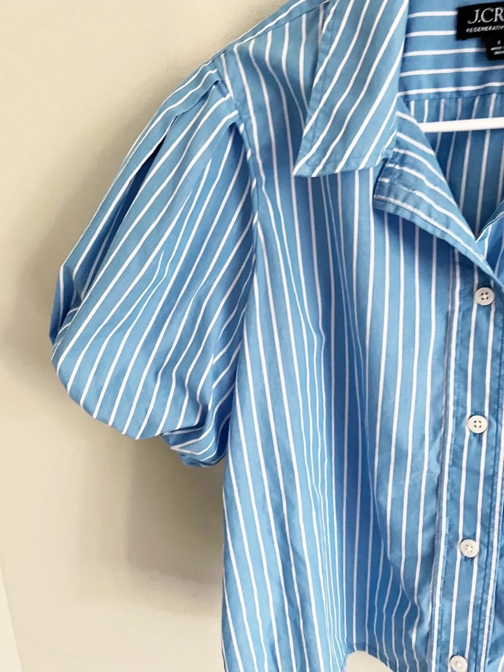 J Crew blue puffy sleeve button-down shirt